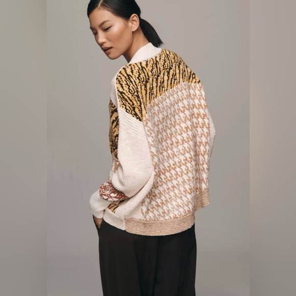 Pilcro by Anthropologie Mash-Up Tiger Cardigan Sweater Size XLarge - Picture 5 of 14